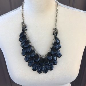 Women’s Black Faux Teardrop Stone Necklace